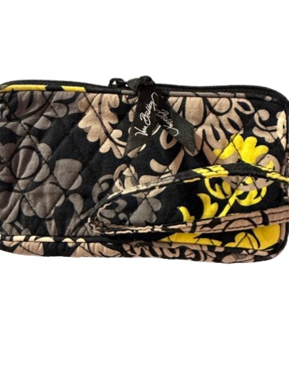 Vera Bradley “Baroque”Zip Wristlet- Black,Yellow & Gray- Retired 2010